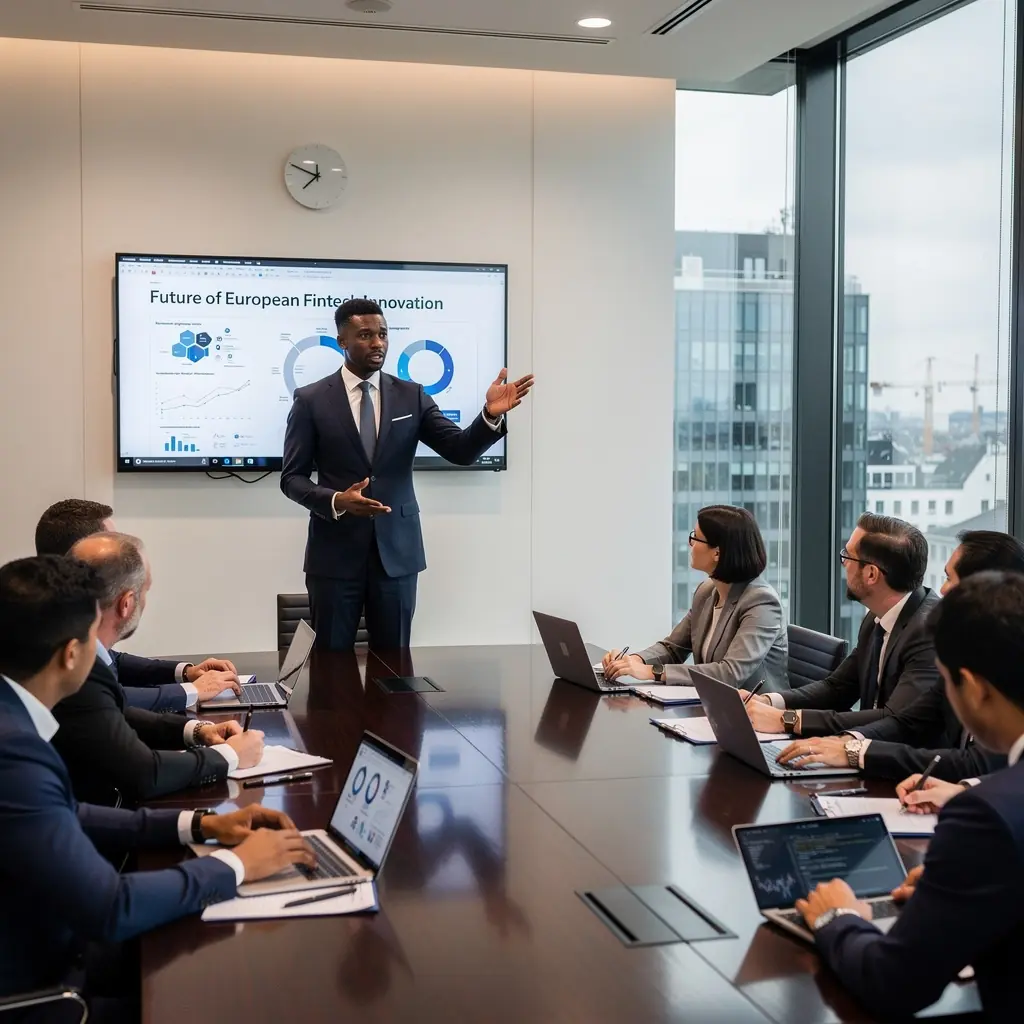 Ein Bild von einem Konferenzraum, in dem Experten über technologische Entwicklungen diskutieren.